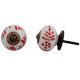 White Red Leaf Painted Knobs